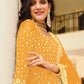 Salwar Suit Georgette Yellow Embroidered Salwar Kameez