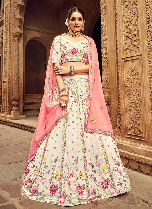 Lehenga Choli Georgette Beige Embroidered Lehenga Choli