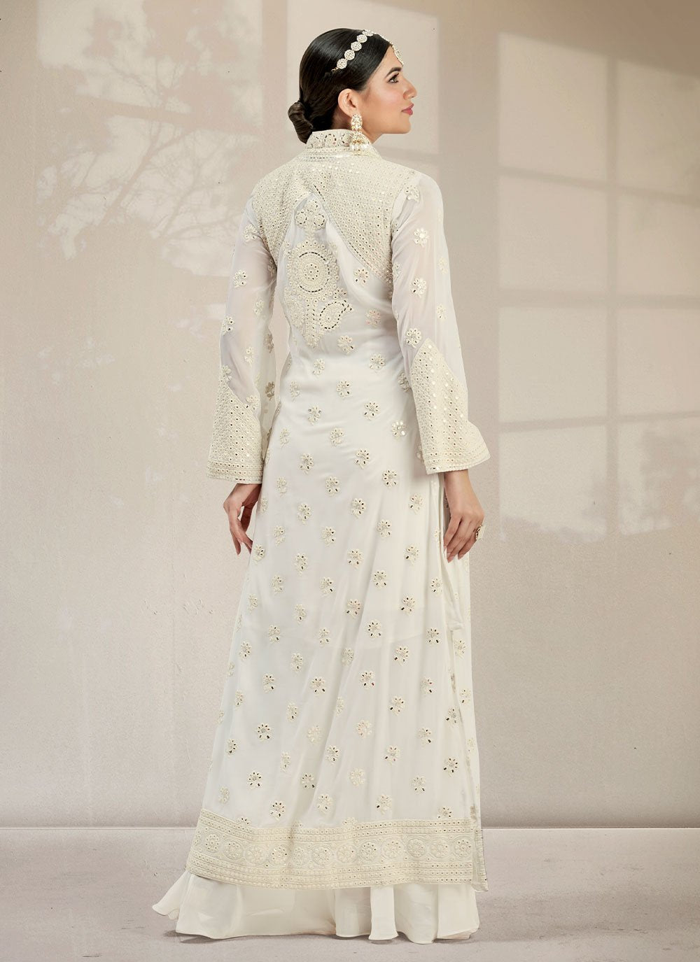 Salwar Suit Georgette White Embroidered Salwar Kameez