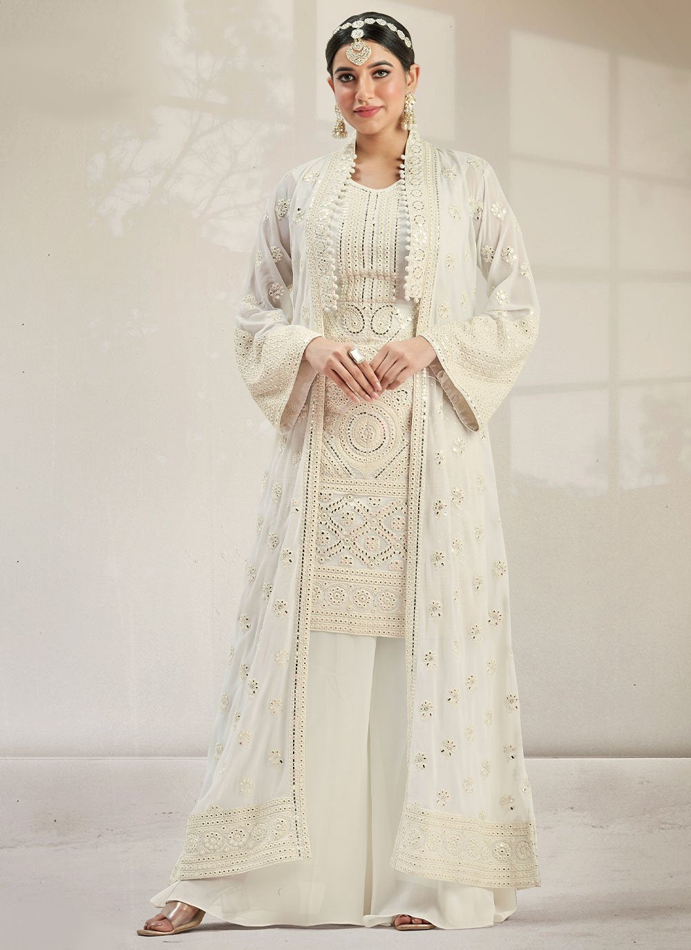 Salwar Suit Georgette White Embroidered Salwar Kameez