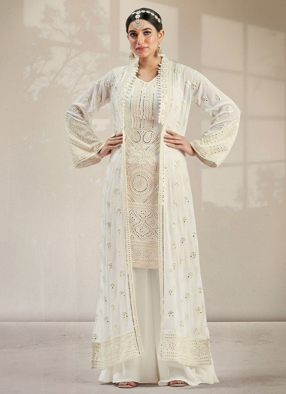 Salwar Suit Georgette White Embroidered Salwar Kameez