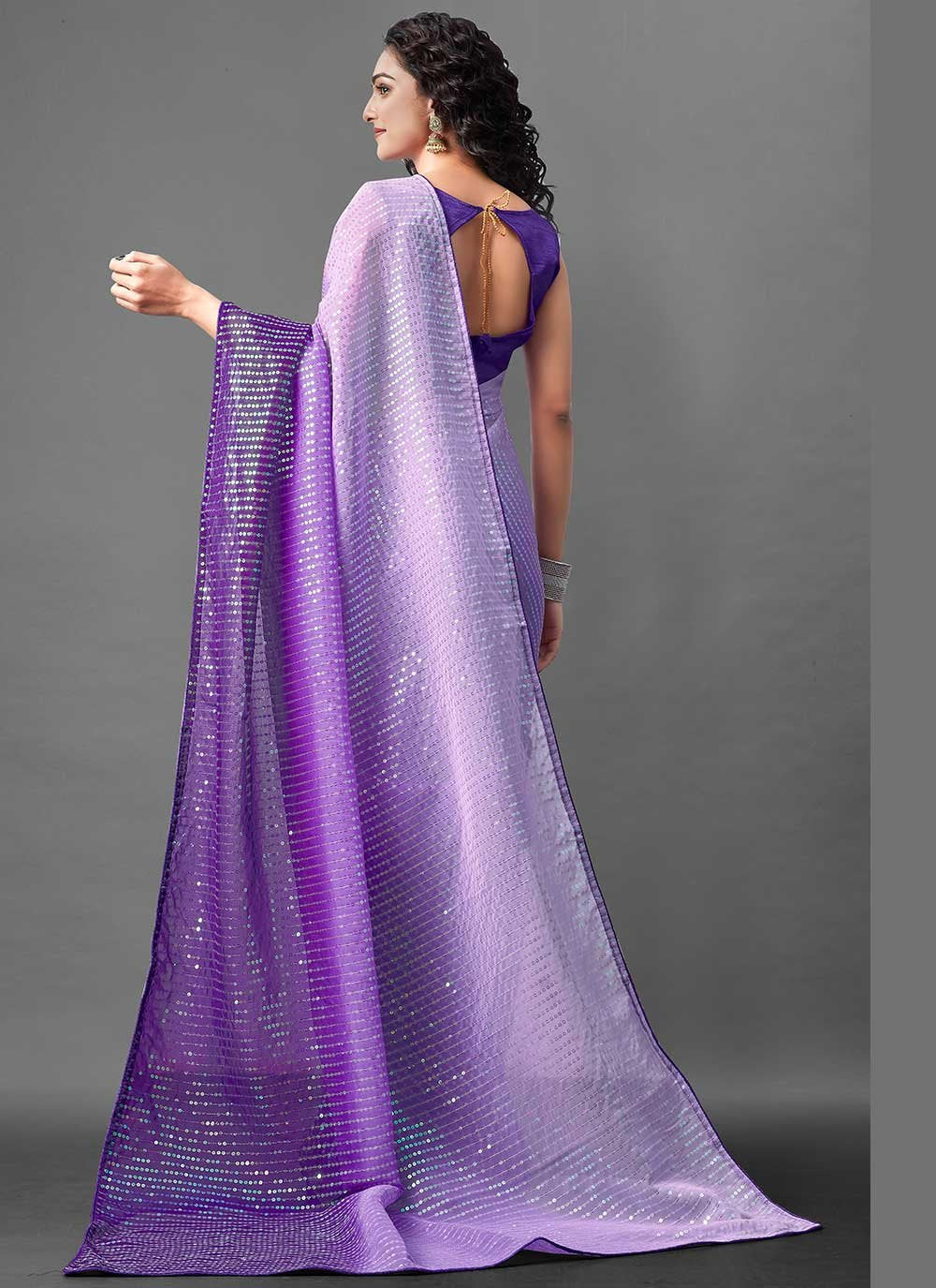Shaded Saree Georgette Purple Sequins Saree