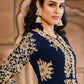 Salwar Suit Georgette Blue Embroidered Salwar Kameez