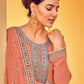 Straight Salwar Suit Georgette Peach Diamond Salwar Kameez