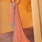 Straight Salwar Suit Georgette Peach Diamond Salwar Kameez