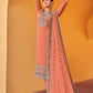 Straight Salwar Suit Georgette Peach Diamond Salwar Kameez