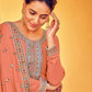 Straight Salwar Suit Georgette Peach Diamond Salwar Kameez