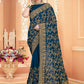 Contemporary Georgette Teal Embroidered Saree