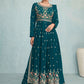 Salwar Suit Georgette Teal Embroidered Salwar Kameez