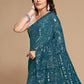 Classic Georgette Teal Sequins Saree