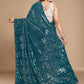 Classic Georgette Teal Sequins Saree