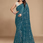 Classic Georgette Teal Sequins Saree