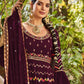 Floor Lenght Salwar Suit Georgette Burgundy Diamond Salwar Kameez