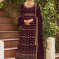 Floor Lenght Salwar Suit Georgette Burgundy Diamond Salwar Kameez