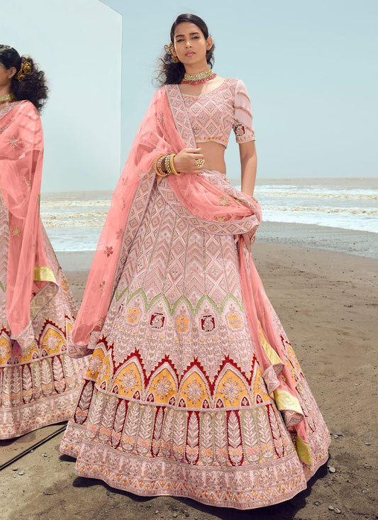 Lehenga Choli Georgette Pink Dori Work Lehenga Choli