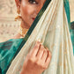 Classic Georgette Teal Embroidered Saree