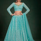 Lehenga Choli Georgette Aqua Blue Thread Lehenga Choli