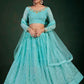 Lehenga Choli Georgette Aqua Blue Thread Lehenga Choli