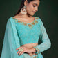 Lehenga Choli Georgette Aqua Blue Thread Lehenga Choli