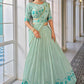 Lehenga Choli Georgette Aqua Blue Embroidered Lehenga Choli