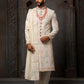 Sherwani Georgette Cream Machine Embroidery Mens