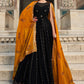 Gown Georgette Black Embroidered Gown