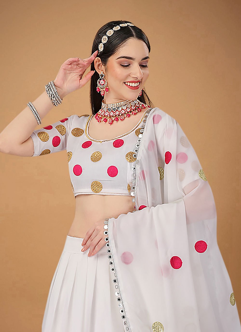 Lehenga Choli Georgette White Embroidered Lehenga Choli