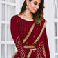 Lehenga Choli Georgette Maroon Embroidered Lehenga Choli