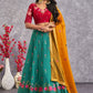 Lehenga Choli Georgette Turquoise Embroidered Lehenga Choli