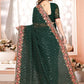 Trendy Saree Georgette Green Embroidered Saree