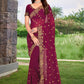 Trendy Saree Georgette Wine Embroidered Saree