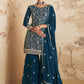 Salwar Suit Chinon Georgette Turquoise Sequins Salwar Kameez