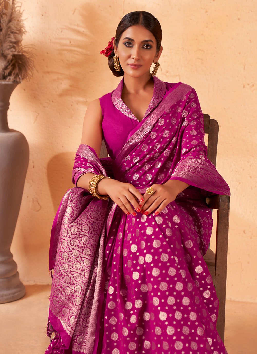 Classic Georgette Violet Weaving Saree