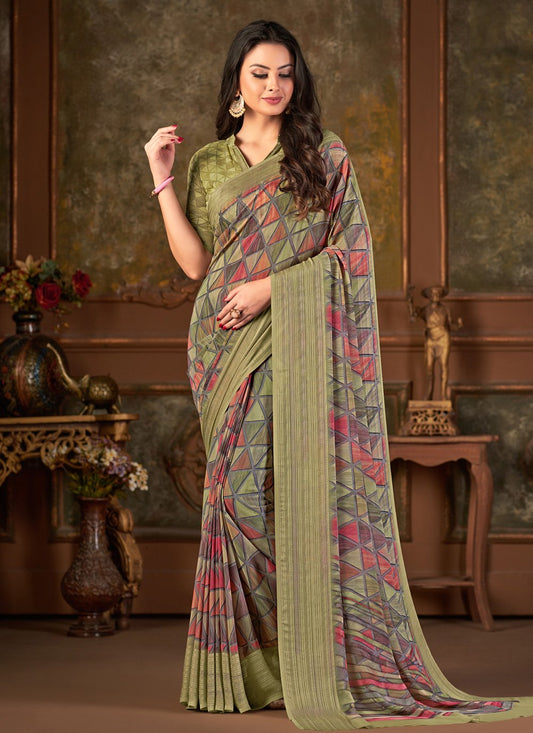 Designer Georgette Multi Colour Print Saree