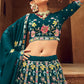 A Line Lehenga Georgette Teal Embroidered Lehenga Choli