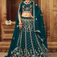 A Line Lehenga Georgette Teal Embroidered Lehenga Choli