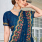 Contemporary Georgette Teal Embroidered Saree