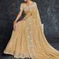 Classic Georgette Beige Embroidered Saree