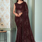 Trendy Saree Georgette Brown Sequins Saree