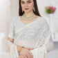 Designer Georgette White Embroidered Saree