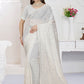 Designer Georgette White Embroidered Saree