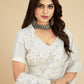 Classic Georgette White Lucknowi Work Saree