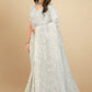 Classic Georgette White Lucknowi Work Saree