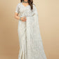 Classic Georgette White Lucknowi Work Saree