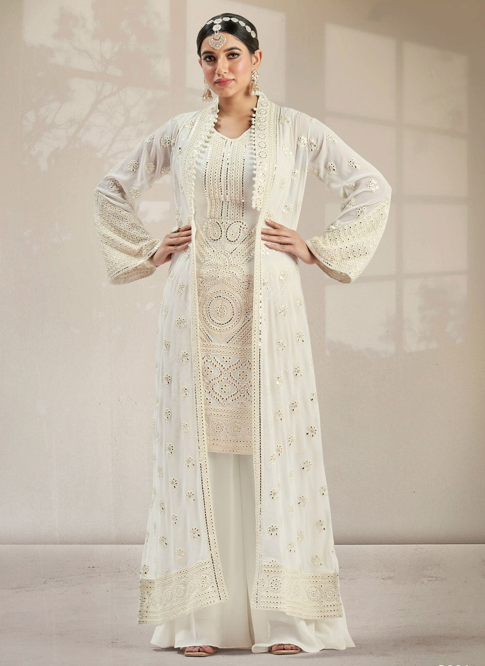 Salwar Suit Georgette White Embroidered Salwar Kameez