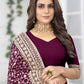 Designer Georgette Wine Diamond Saree