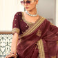Contemporary Georgette Wine Embroidered Saree