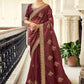 Contemporary Georgette Wine Embroidered Saree