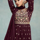 Salwar Suit Georgette Wine Embroidered Salwar Kameez