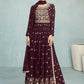 Salwar Suit Georgette Wine Embroidered Salwar Kameez